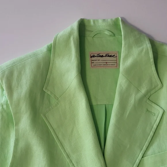 We The Free Bright Young Things Linen Blazer Vest Lime Green Sleeveless Size M - Picture 10 of 10